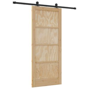 vidaXL Schiebet&uuml;r Nat&uuml;rlich und Schwarz 86 x 198,5 cm