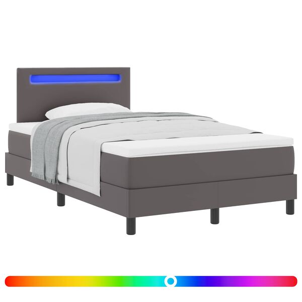 vidaXL Boxspringbett mit Matratze Grau 120 x 200 cm Kunstleder