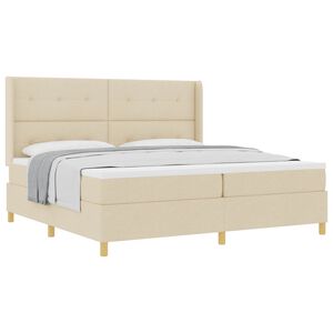 vidaXL Boxspringbett mit Kopfteil Creme 200 x 200 cm Stoff