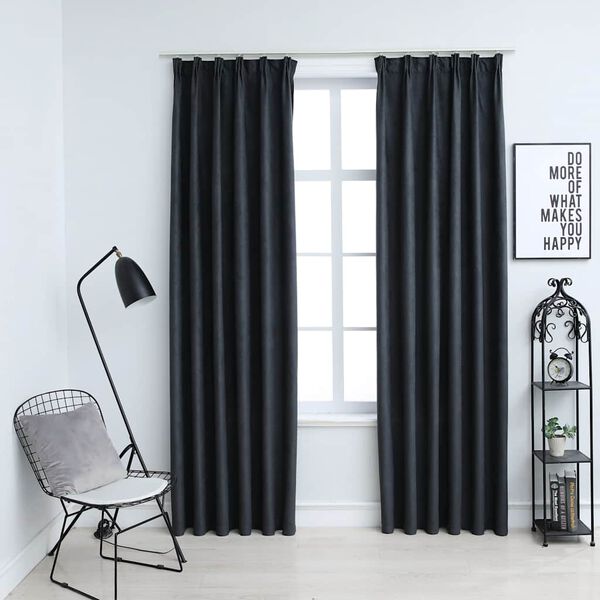 vidaXL Verdunkelungsvorh&auml;nge mit Haken 2 Stk. Anthrazit 140x175 cm