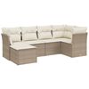 vidaXL 6-tlg. Garten-Sofagarnitur mit Kissen Beige Poly Rattan