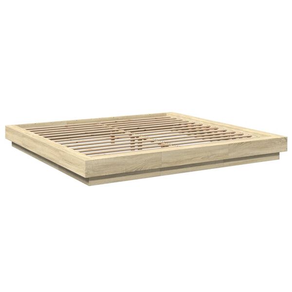 vidaXL Bettgestell mit LED Sonoma-Eiche 180x200cm Holzwerkstoff