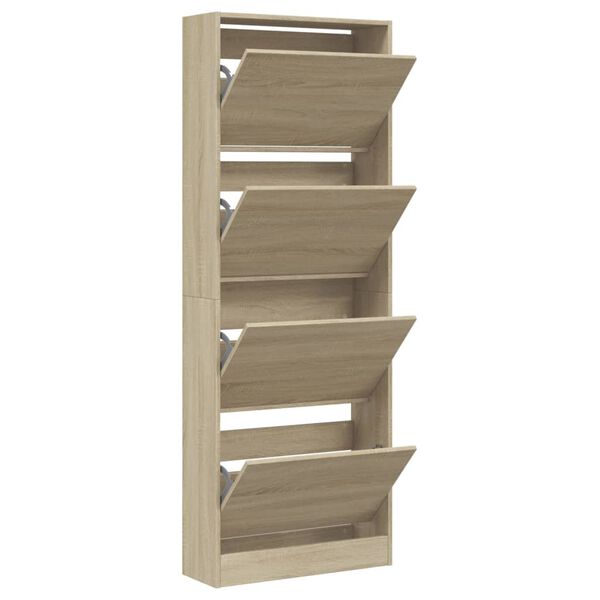 vidaXL Schuhschrank Sonoma-Eiche 60x21x163,5 cm Holzwerkstoff