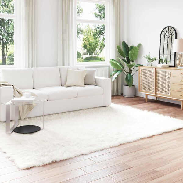 vidaXL Kunstschaffell Teppich Tafalla Wei&szlig; 200 x 280 cm Polyester