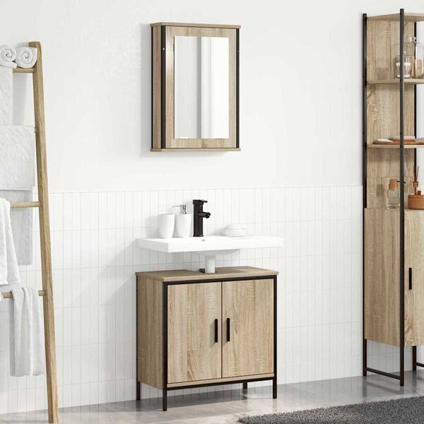 vidaXL Badezimmerm&ouml;bel Set 2 pcs Braun 60 x 30 x 60 cm Holzwerkstoff
