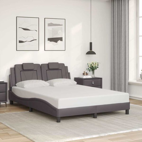 vidaXL Bettgestell "Viana" ohne Matratze Grau 140x200 cm Kunstleder