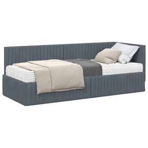 vidaXL Eckbettgestell mit Matratze 2 stk. Dunkelgrau 80 x 200 cm Samt
