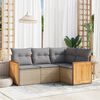 vidaXL 4-tlg. Garten-Sofagarnitur mit Kissen Beige Poly Rattan