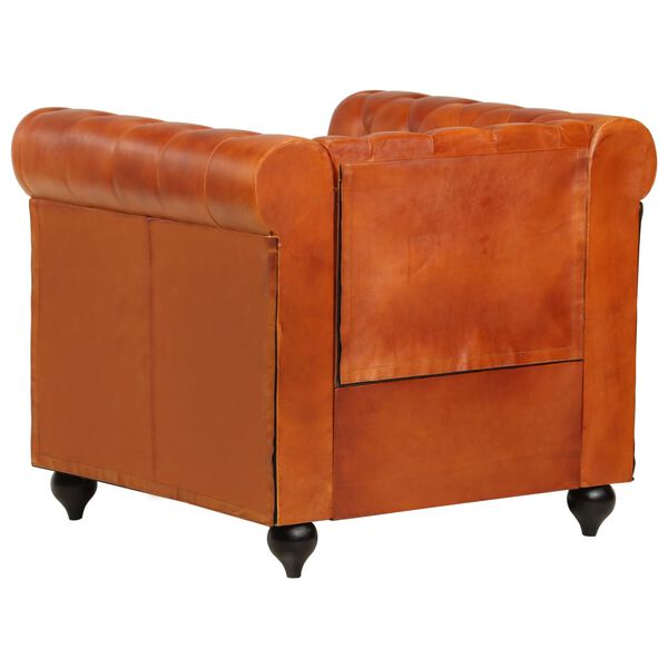vidaXL Chesterfield-Sessel Hellbraun Echtleder