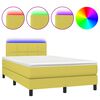 vidaXL Boxspringbett mit Matratze & LED Gr&uuml;n 120x200 cm Stoff