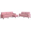 vidaXL 3-tlg. Sofagarnitur mit Kissen und Nackenrollen Rosa Samt