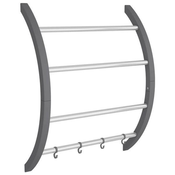vidaXL Handtuchhalter mit Haken Silbern 56x16x72 cm Aluminium