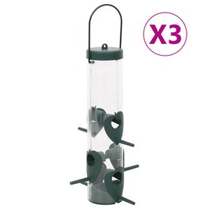 vidaXL Vogelfutterspender 3 Stk. Dunkelgr&uuml;n 17x17x32 cm