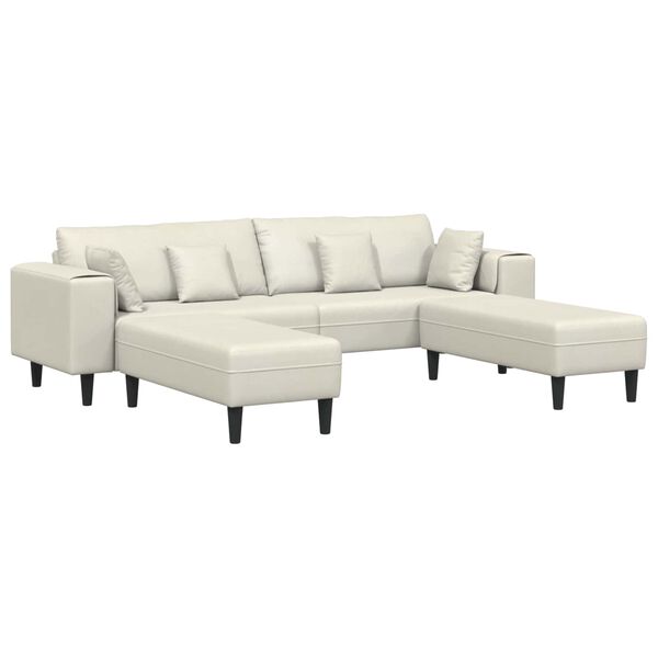 vidaXL Sofa mit Kissen 3 pcs Creme Samt