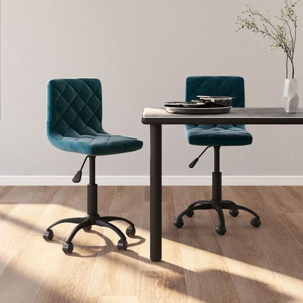 vidaXL Esszimmerst&uuml;hle 2 Stk. Drehbar Blau Samt