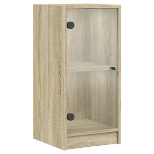 vidaXL Beistellschrank mit Glast&uuml;ren Sonoma-Eiche 35x37x75,5 cm