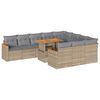 vidaXL 11-tlg. Garten-Sofagarnitur mit Kissen Beige Poly Rattan Akazie