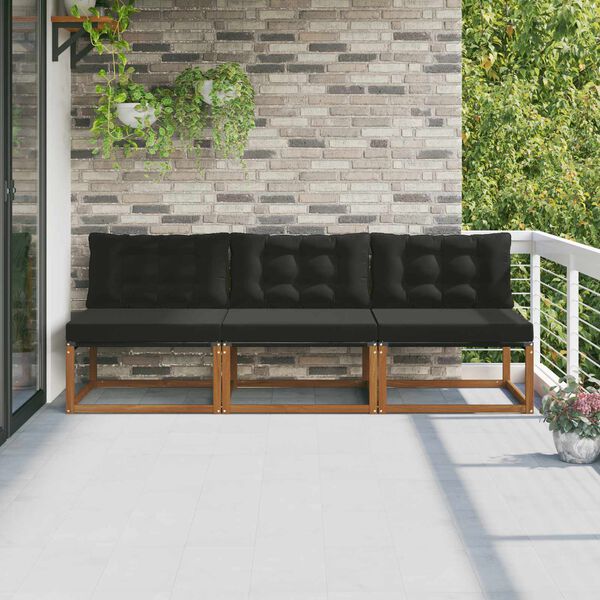 vidaXL 3 St&uuml;ck Outdoor Mittelsofa Massivholz Akazie Natur