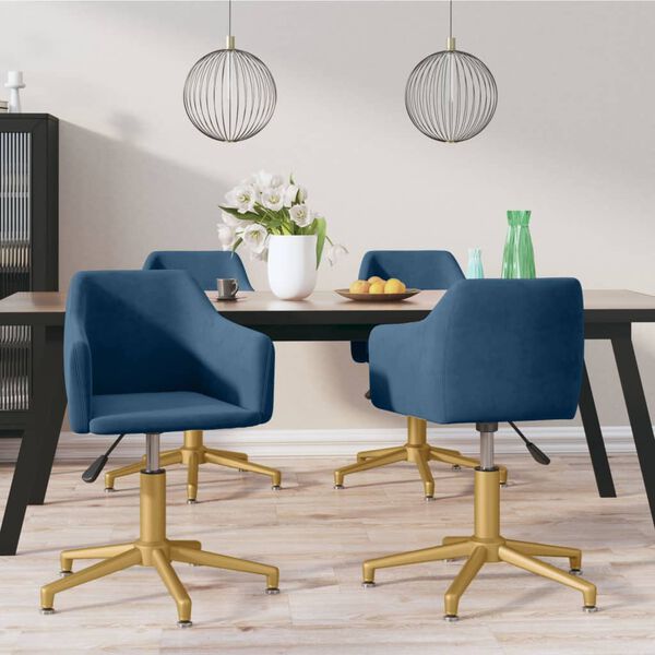 vidaXL Esszimmerst&uuml;hle 4 Stk. Drehbar Blau Samt