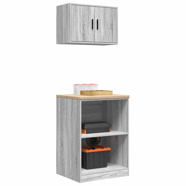 vidaXL Garagenschr&auml;nke 2 Stk. Grau Sonoma Holzwerkstoff