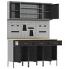 vidaXL Werkbank mit Schubladen 7 pcs Schwarz Ingenieure Holz und Stahl