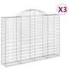 vidaXL Gabionen mit Hochbogen 3 Stk. 200x30x140/160cm Verzinktes Eisen