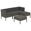 vidaXL 5-tlg. Garten-Lounge-Set mit Auflagen Poly Rattan Grau