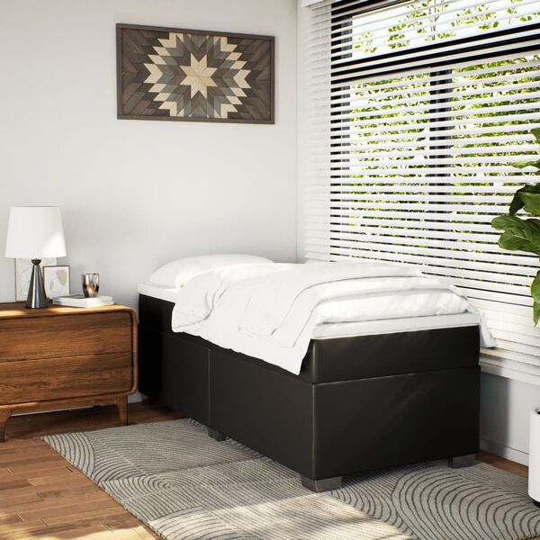 vidaXL Boxspringbett mit Matratze Schwarz 90x200 cm Kunstleder