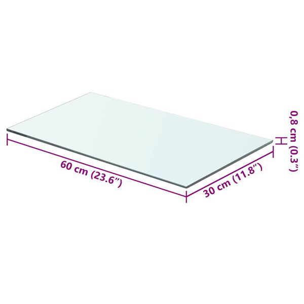 vidaXL Regalboden Glas Transparent 60x30 cm