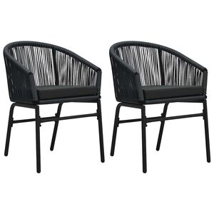 vidaXL Gartenst&uuml;hle 2 Stk. Schwarz PE-Rattan