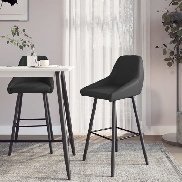 vidaXL Barhocker 2 Stk. Grau Kunstleder