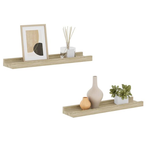 vidaXL Wandregale 2 Stk. Sonoma-Eiche 40 x 9 x 3 cm