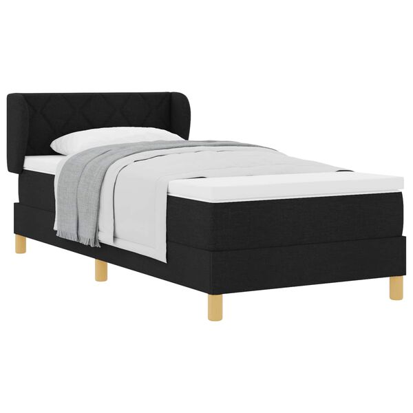 vidaXL Boxspringbett mit Matratze Creme 90x200 cm Stoff Schwarz