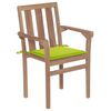 vidaXL Gartenst&uuml;hle 2 Stk. mit Hellgr&uuml;nen Kissen Teak Massivholz