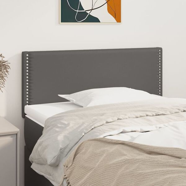 vidaXL Kopfteil Grau 100x5x78/88 cm Kunstleder