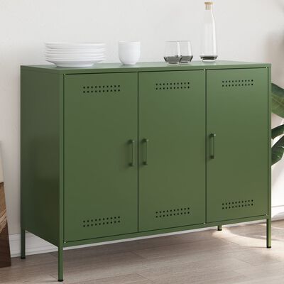 vidaXL Sideboard Olivgrün 100,5x39x79 cm Kaltgewalzter Stahl