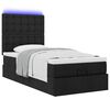 vidaXL Ottoman-Bett mit Matratze & LEDs Schwarz 90x200 cm Stoff