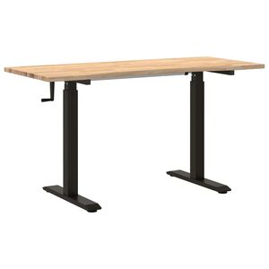 vidaXL Schreibtisch Schwarz und Natur 140 x 60 cm Massivholz Eiche