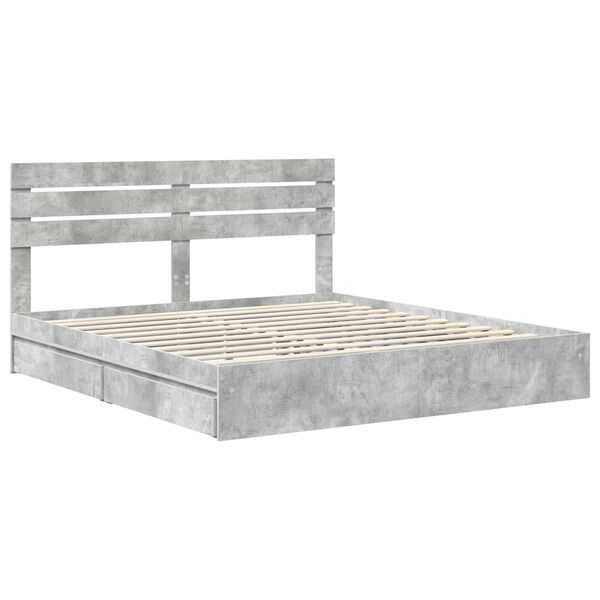 vidaXL Aufbewahrungsbett Beton Grau 200 x 200 cm Holzwerkstoff
