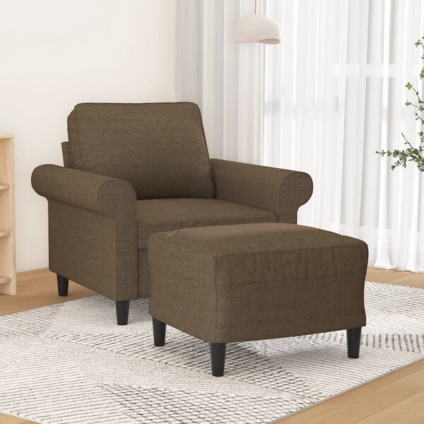 vidaXL Sessel mit Hocker Braun 60 cm Stoff