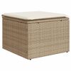 vidaXL Gartenhocker mit Kissen Beige 55x55x37 cm Poly Rattan