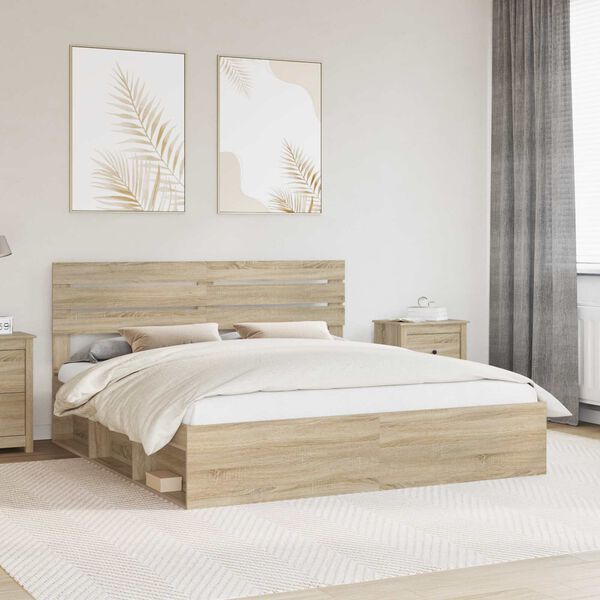 vidaXL Bettrahmen Sonoma 200 x 200 cm Massives Kiefernholz