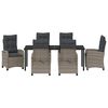 vidaXL Garten Essgruppe mit Kissen 7 pcs Grau Poly-Rattan