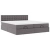 vidaXL Ottoman-Bett mit Matratzen & LEDs Grau 200x200 cm Kunstleder