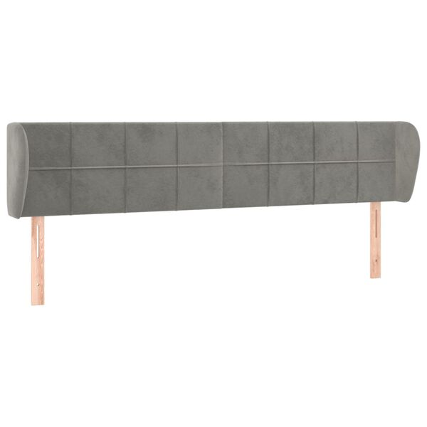 vidaXL Kopfteil mit Ohren Hellgrau 163x23x78/88 cm Samt