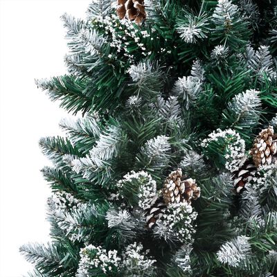 vidaXL Künstlicher Weihnachtsbaum Beschneit LEDs & Zapfen 210 cm
