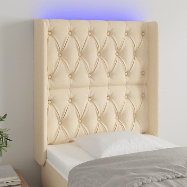 vidaXL LED Kopfteil Creme 83x16x118/128 cm Stoff