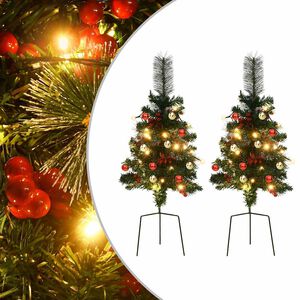 vidaXL K&uuml;nstlicher Weihnachtsbaum mit Beleuchtung 2 Stk. Outdoor 76 cm
