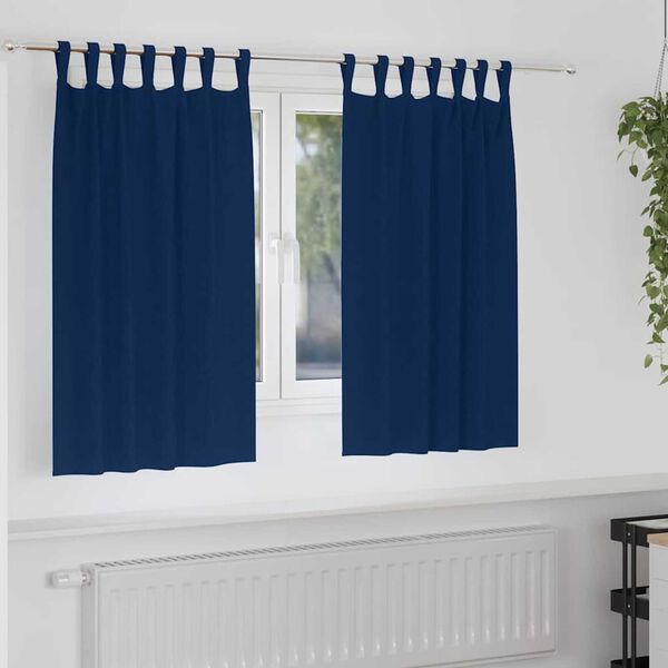 vidaXL Verdunkelungs-Vorh&auml;nge mit Ringen 2 pcs Dunkelblau 140 x 140 cm