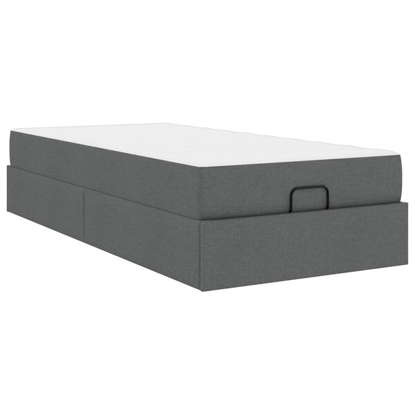 vidaXL Bettgestell mit Matratze mit Matratze 2 pcs Dunkelgrau Stoff